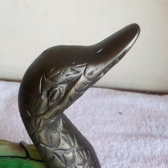 Duck of brass & stained glass accent lamp VTG 10" in working order. - Picture 4 of 12